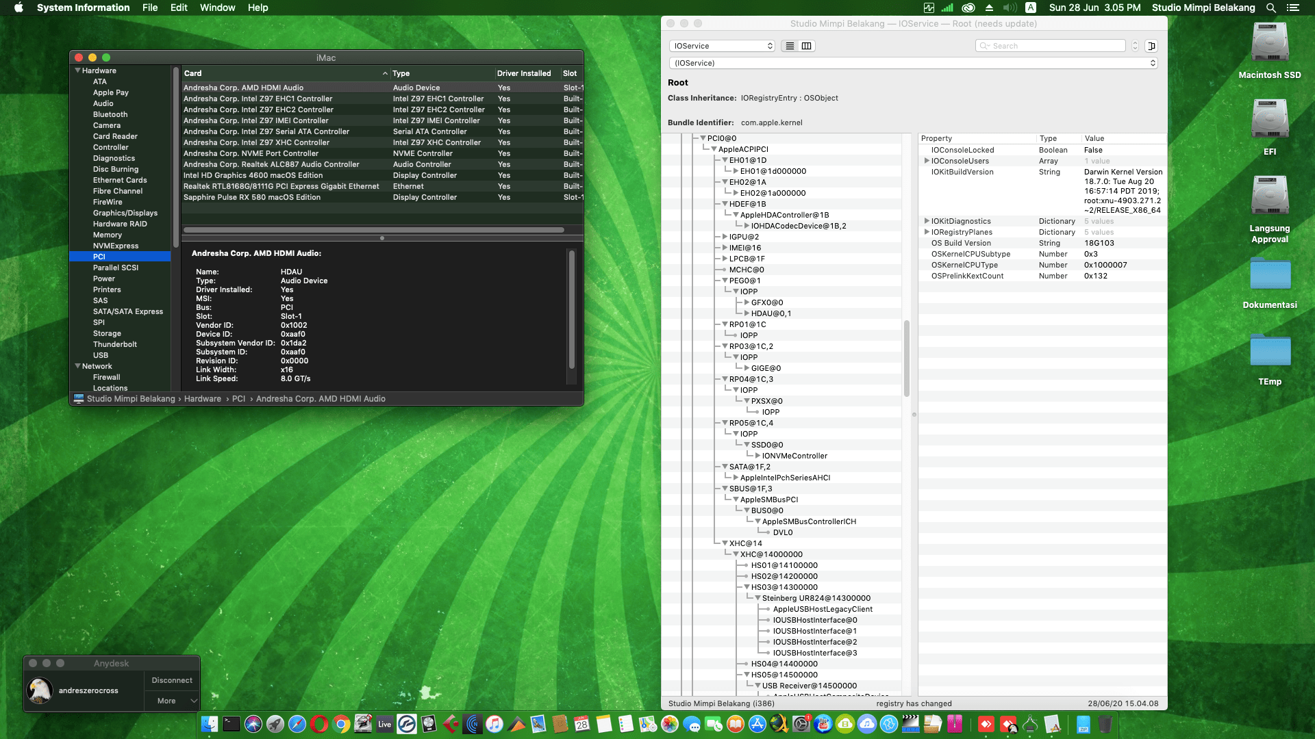 Success Hackintosh macOS Mojave 10.14.6 Build 18G103 in Gigabyte GA-Z97-HD3 + Intel Core i7 4790 + Sapphire Pulse RX 580